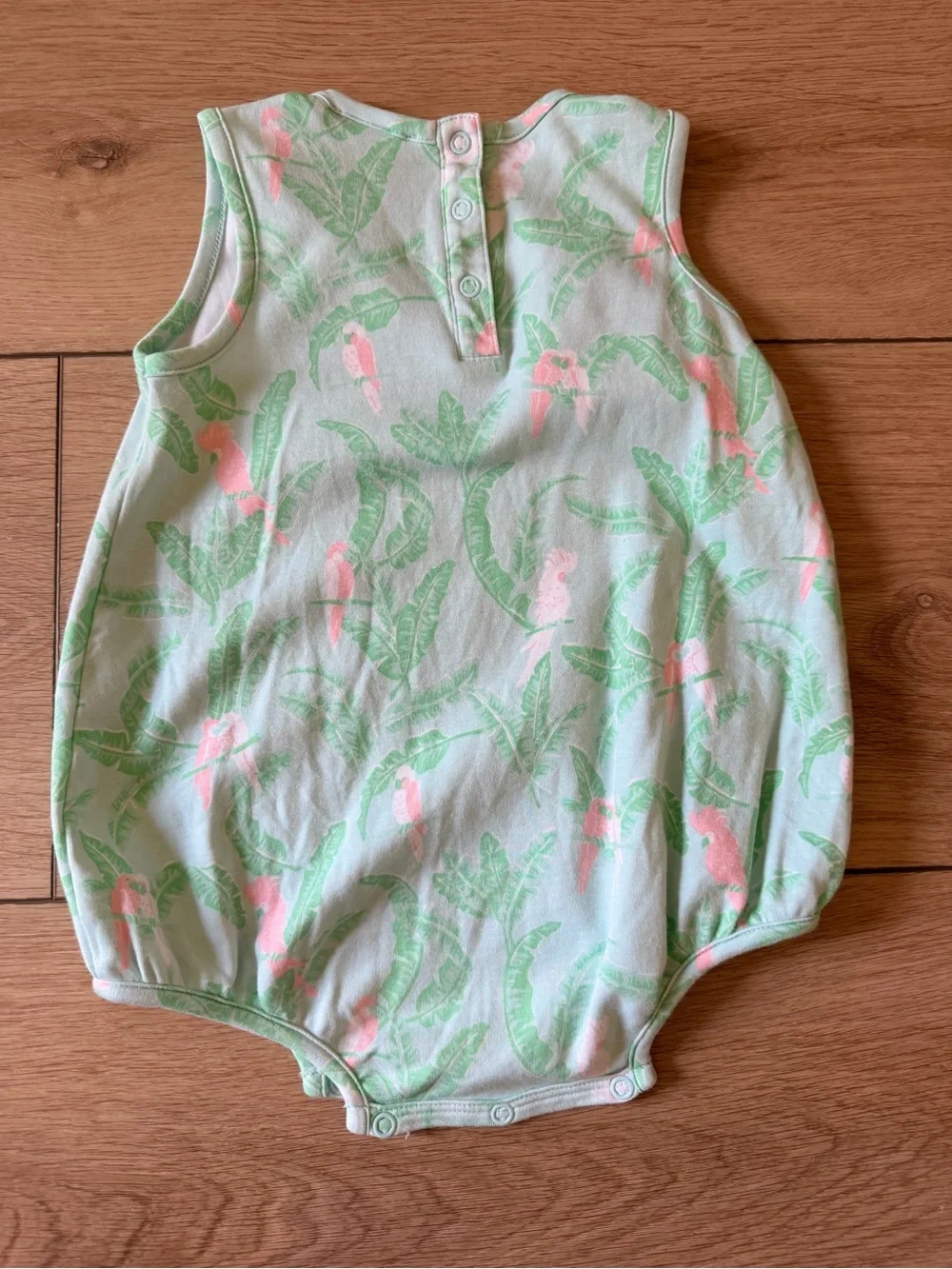 The Beaufort Bonnet Company Pale Green & Pink Tropical Sleeveless Baby One-Piece